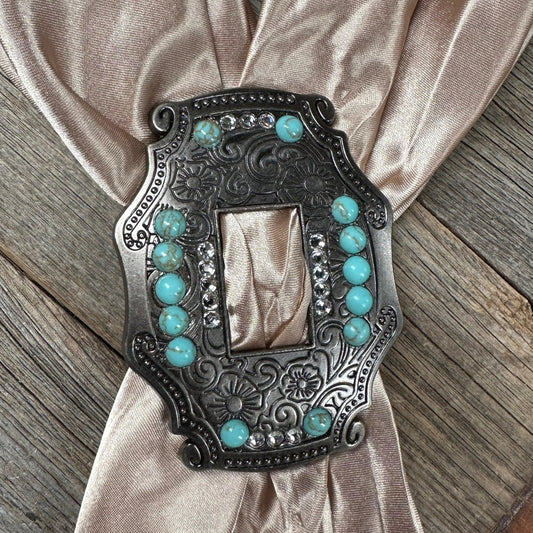 Antique Silver Turquoise Buckle Wild Rag Slide |  Bourbon Cowgirl
