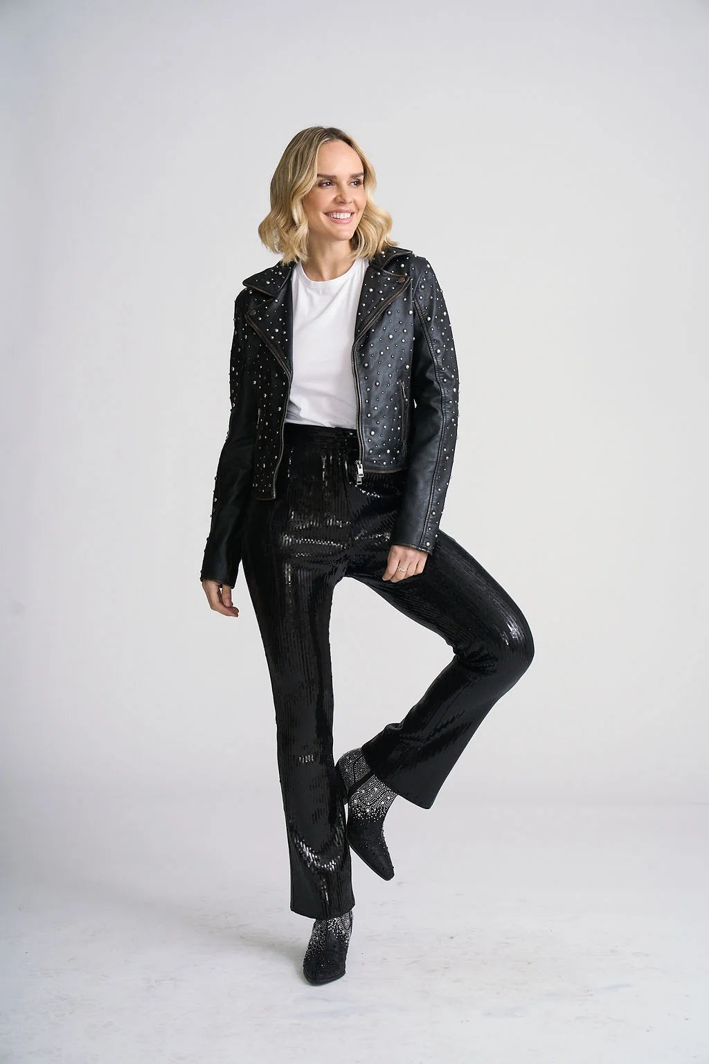 Roxanne RF Leather Jacket by Mauritius in Black