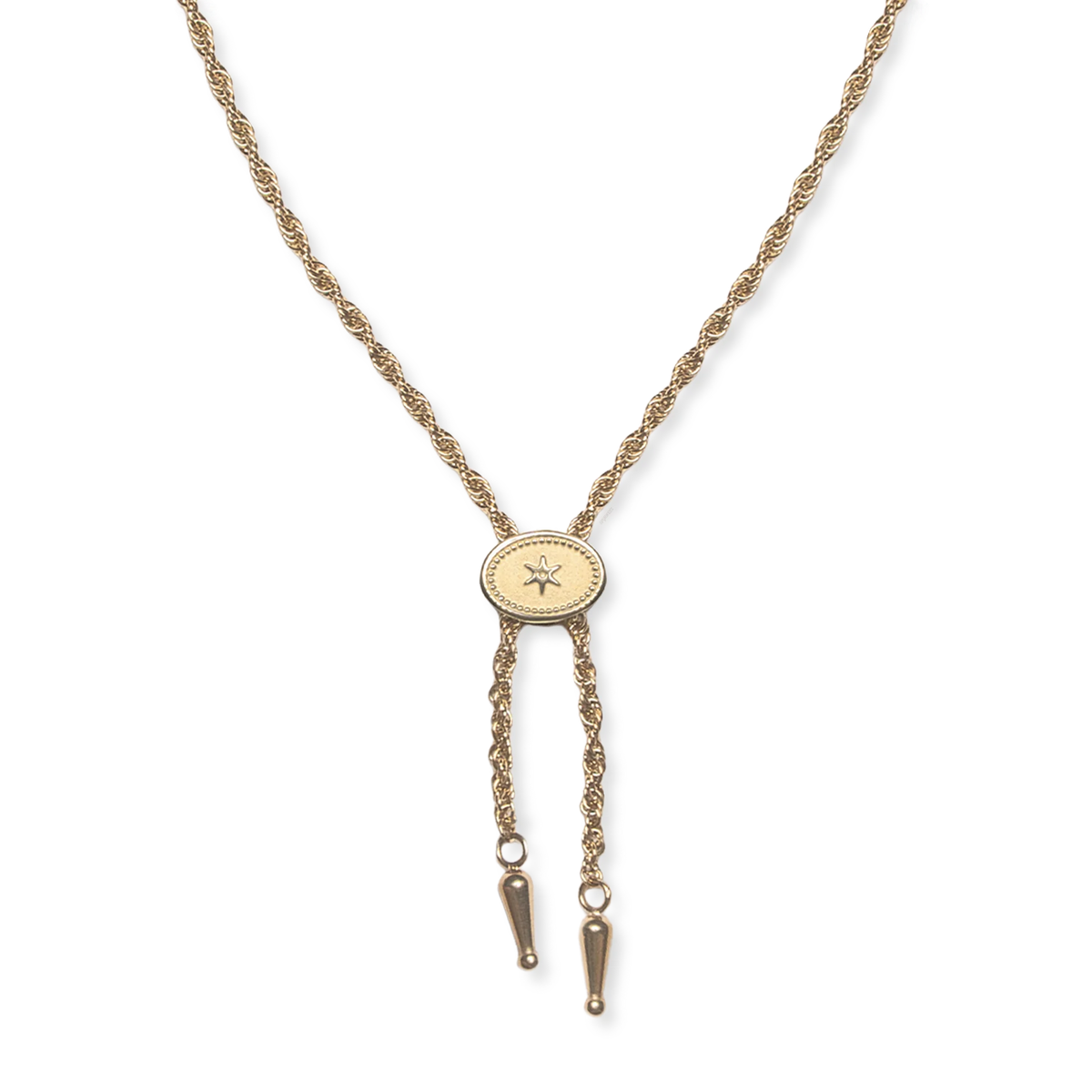 Annley Bolo Tie Necklace in Gold or Silver by Spurwest