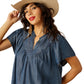 Ariat Women's Emma Medium Denim Blue Top for Bourbon Cowgirl
