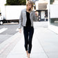 Sofia RF Leather Jacket, Silver Grey