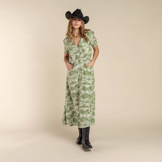 Darcy Dress in Green Toile by Sendero