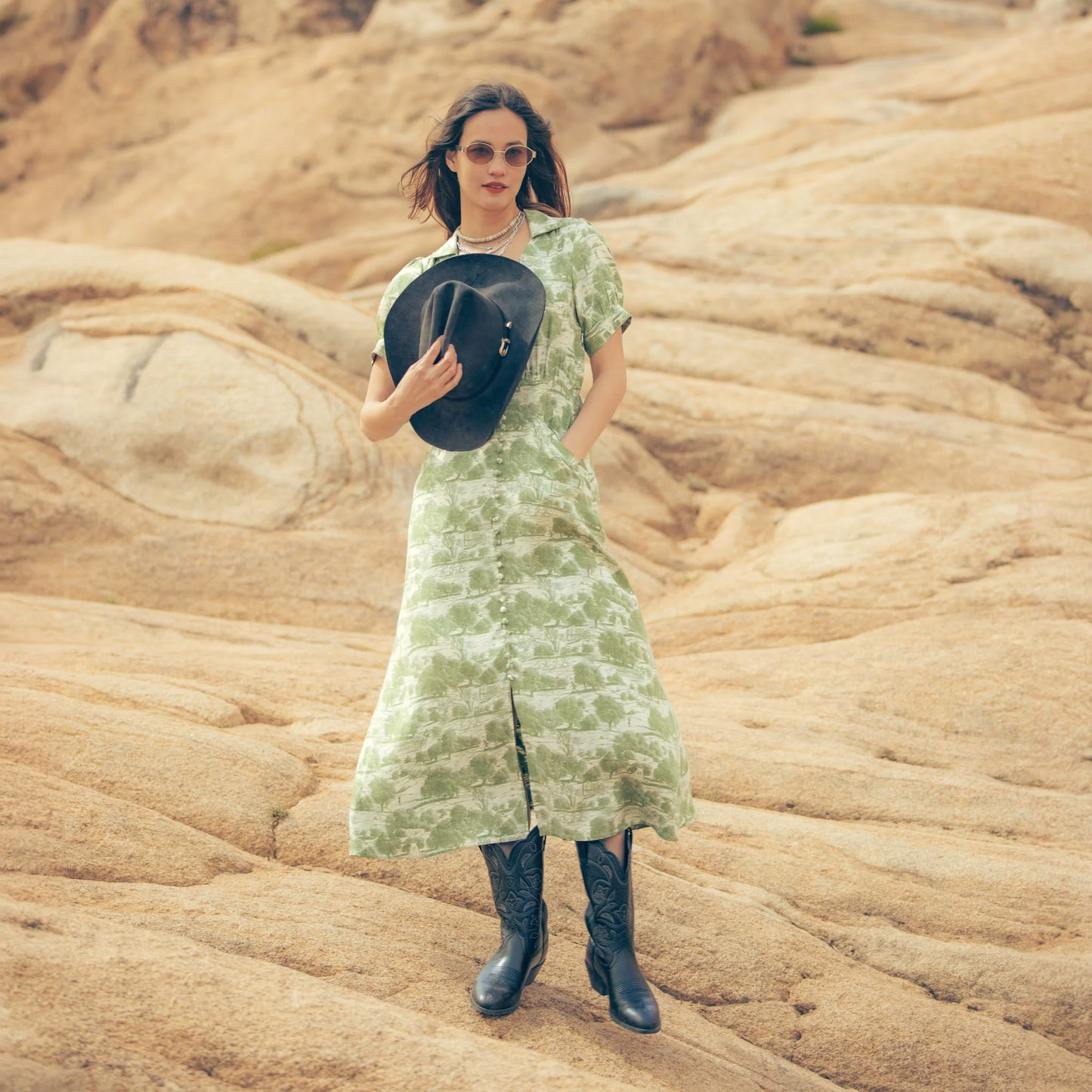 Darcy Dress in Green Toile by Sendero