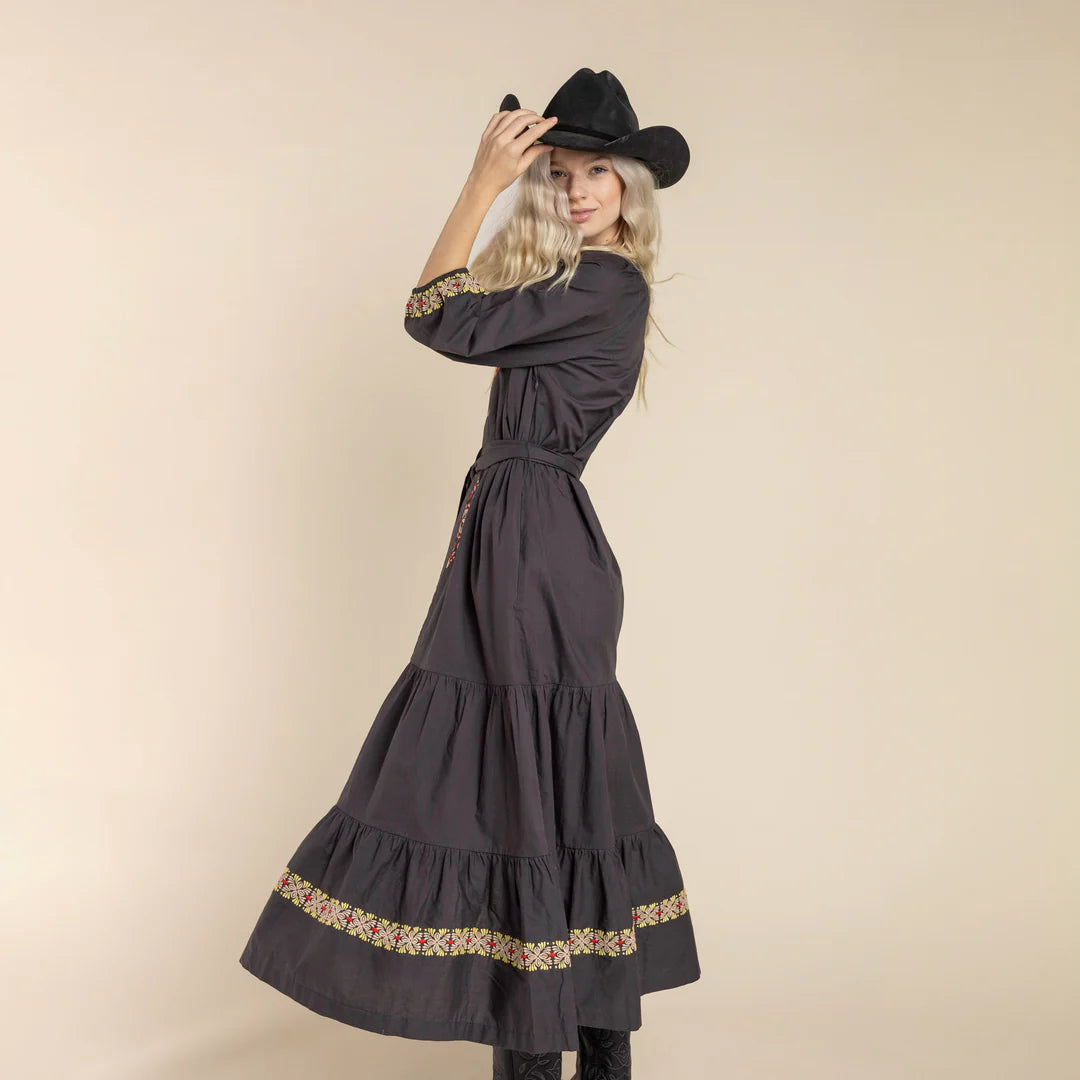 blue dress for baby girl Mariana Dress in Onyx by Sendero at Bourbon Cowgirl M