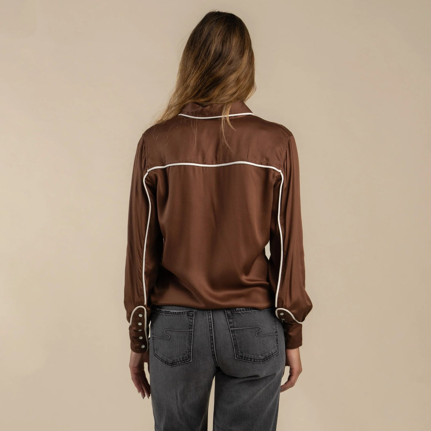 Sendero Dakota Embroidered Long Sleeve Mocha Western Shirt Bourbon Cowgirl