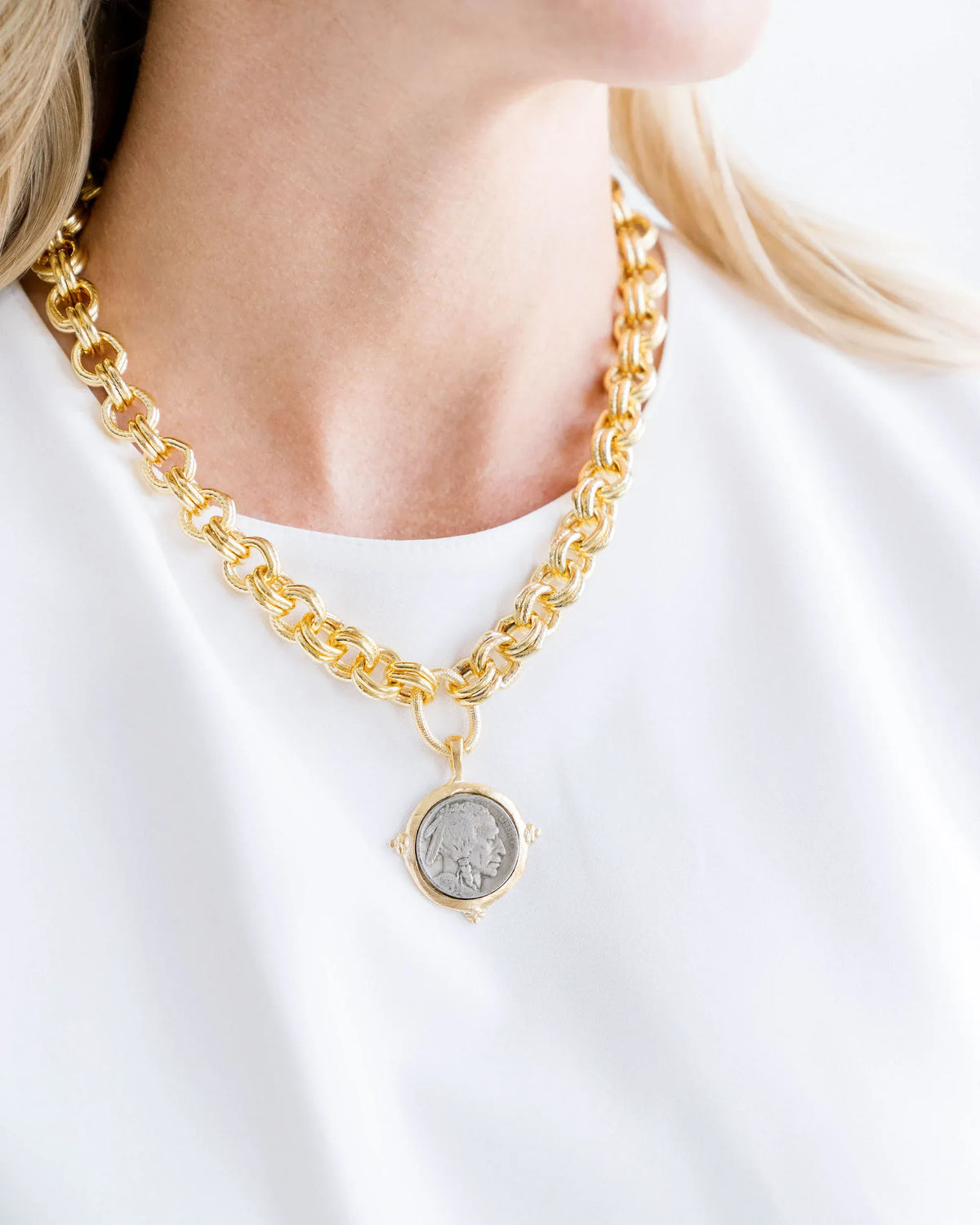 American Indian Head Nickel Necklace By Susan Shaw