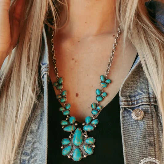 Stagecoach Trails Necklace - Western Turquoise Jewelry for Bourbon Cowgirl