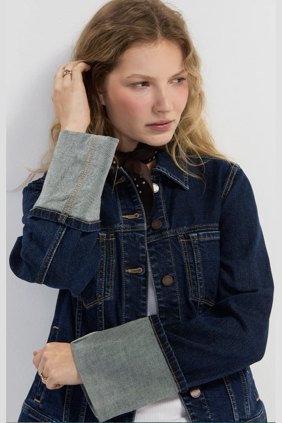 Tall Cuffed Selvedge Denim Trucker Jacket by Liverpool