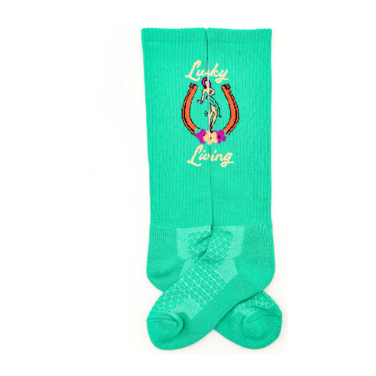 Lucky Living Island Cowgirl Turquoise Boot Performance Socks - Lucky Chuck