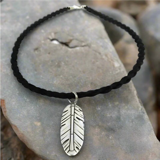 Spirit's Messenger Horsehair Necklace with Feather