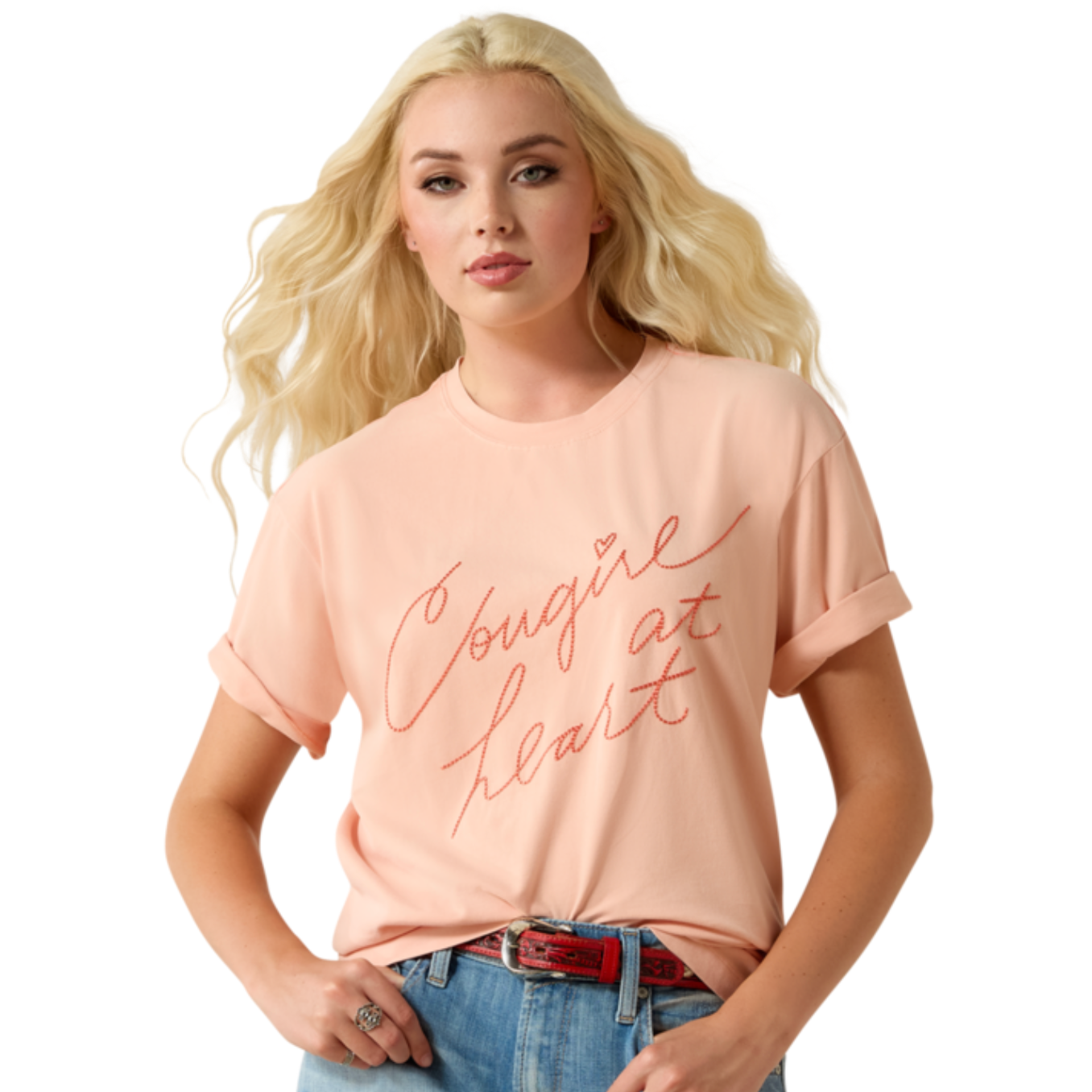 Ariat Cowgirl at Heart Peach T-Shirt at Bourbon Cowgirl