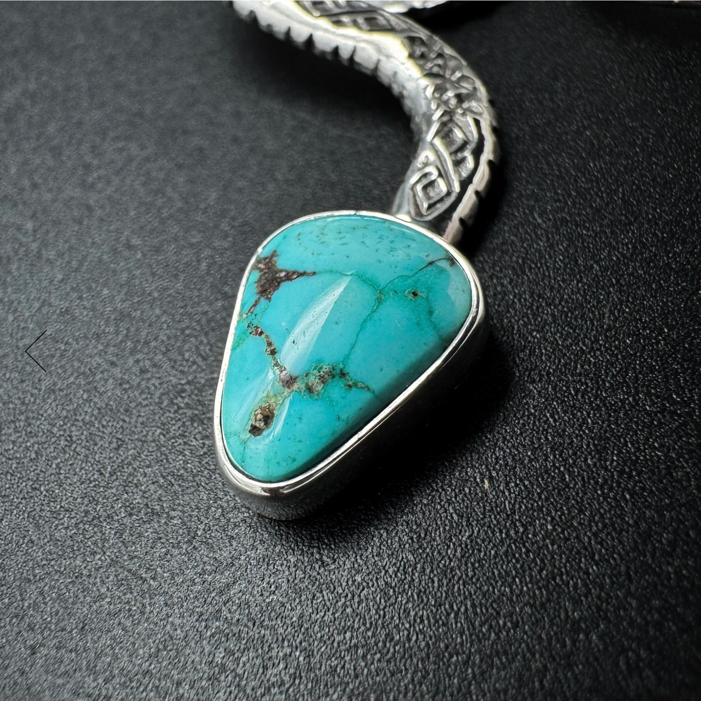 Silver & Turquoise Brim Biter by Hallett Peak - Snake