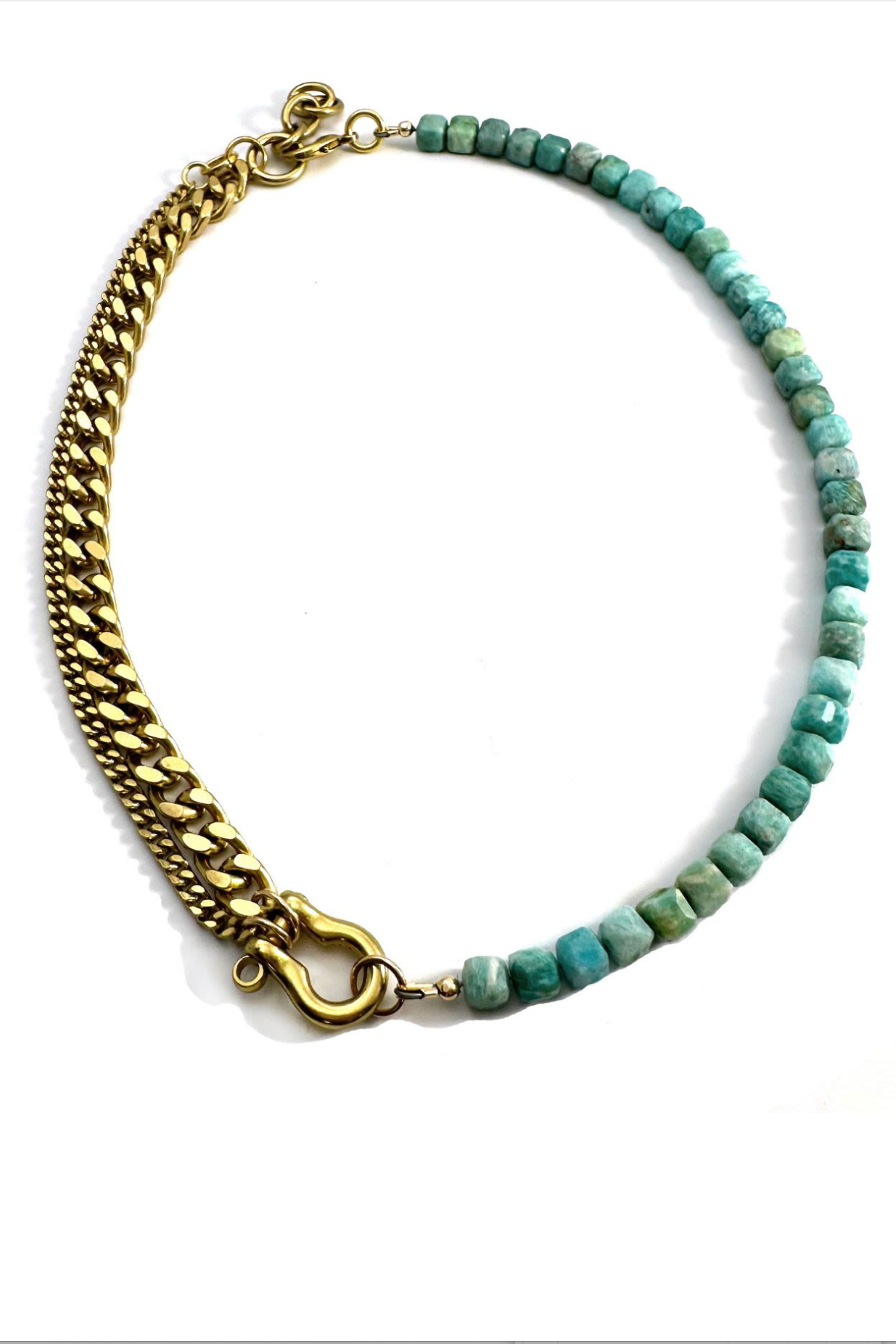 Shackle Duo: Amazonite Cubes Necklace