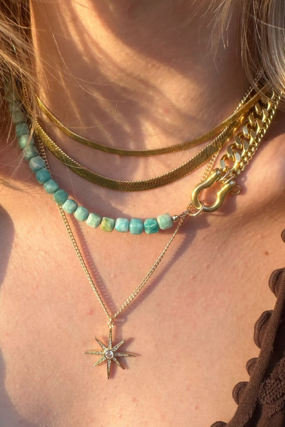 Shackle Duo: Amazonite Cubes Necklace