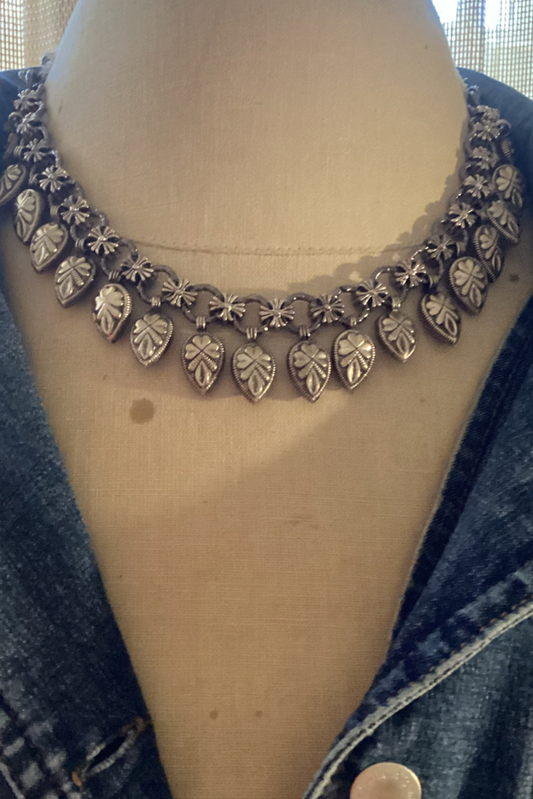 Oxidized Chain with Indian Silver Charms Necklace by Amy Kaplan