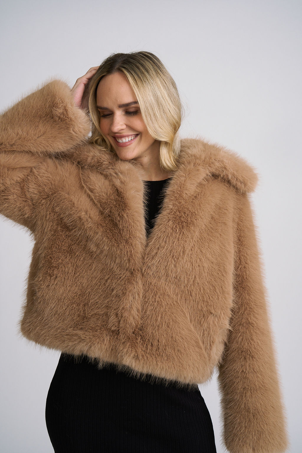 Sienna Fur Jacket by Mauritius in Dark Sand