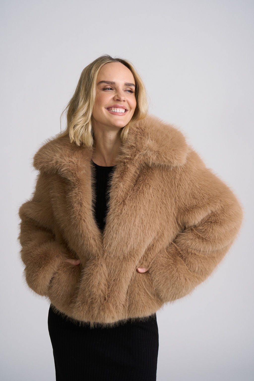 Sienna Fur Jacket by Mauritius in Dark Sand
