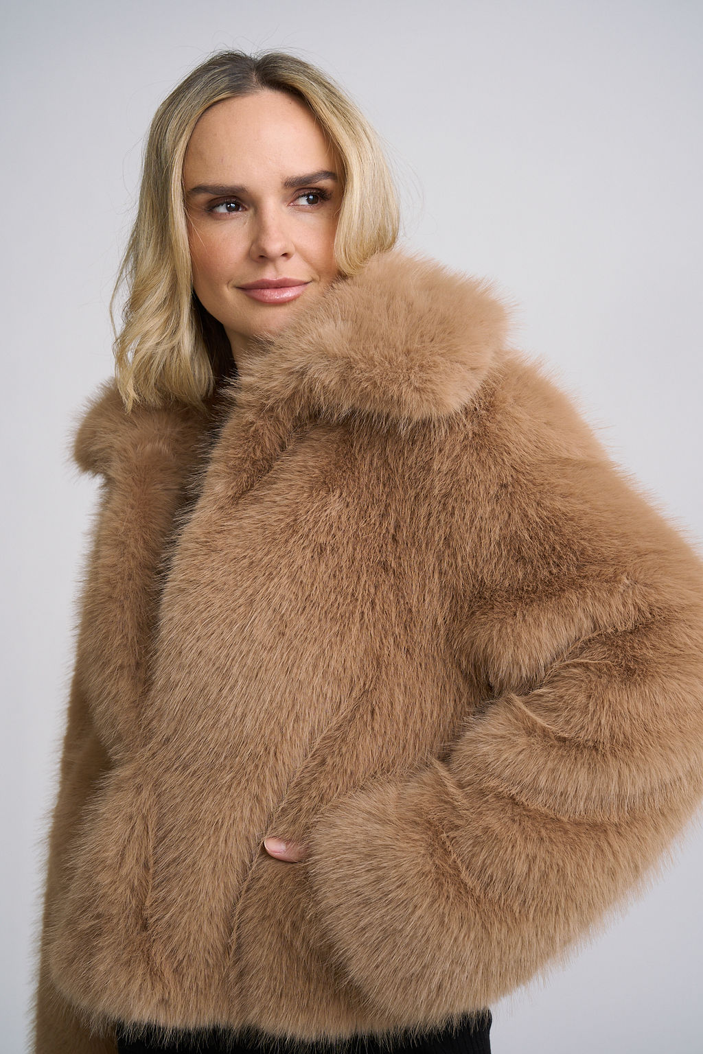 Sienna Fur Jacket by Mauritius in Dark Sand