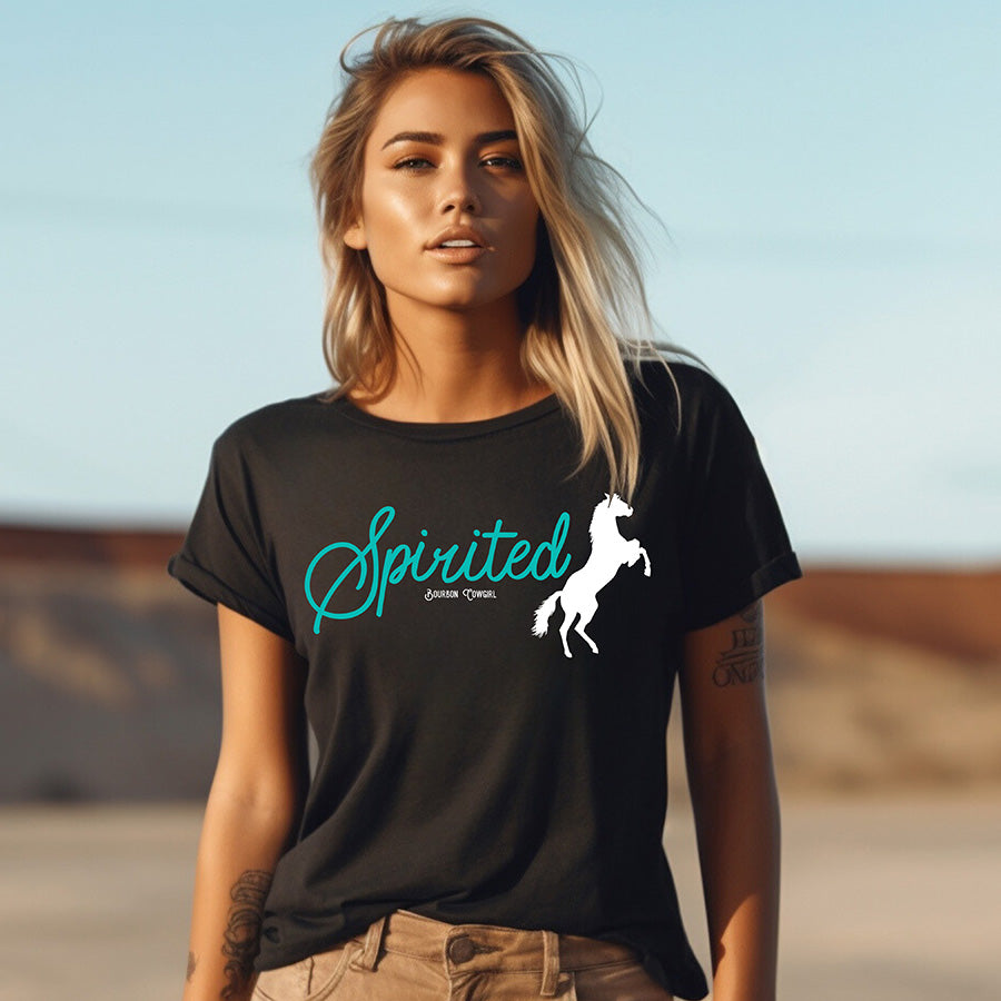 Spirited Horse Black Graphic Tee Shirt - Bourbon Cowgirl