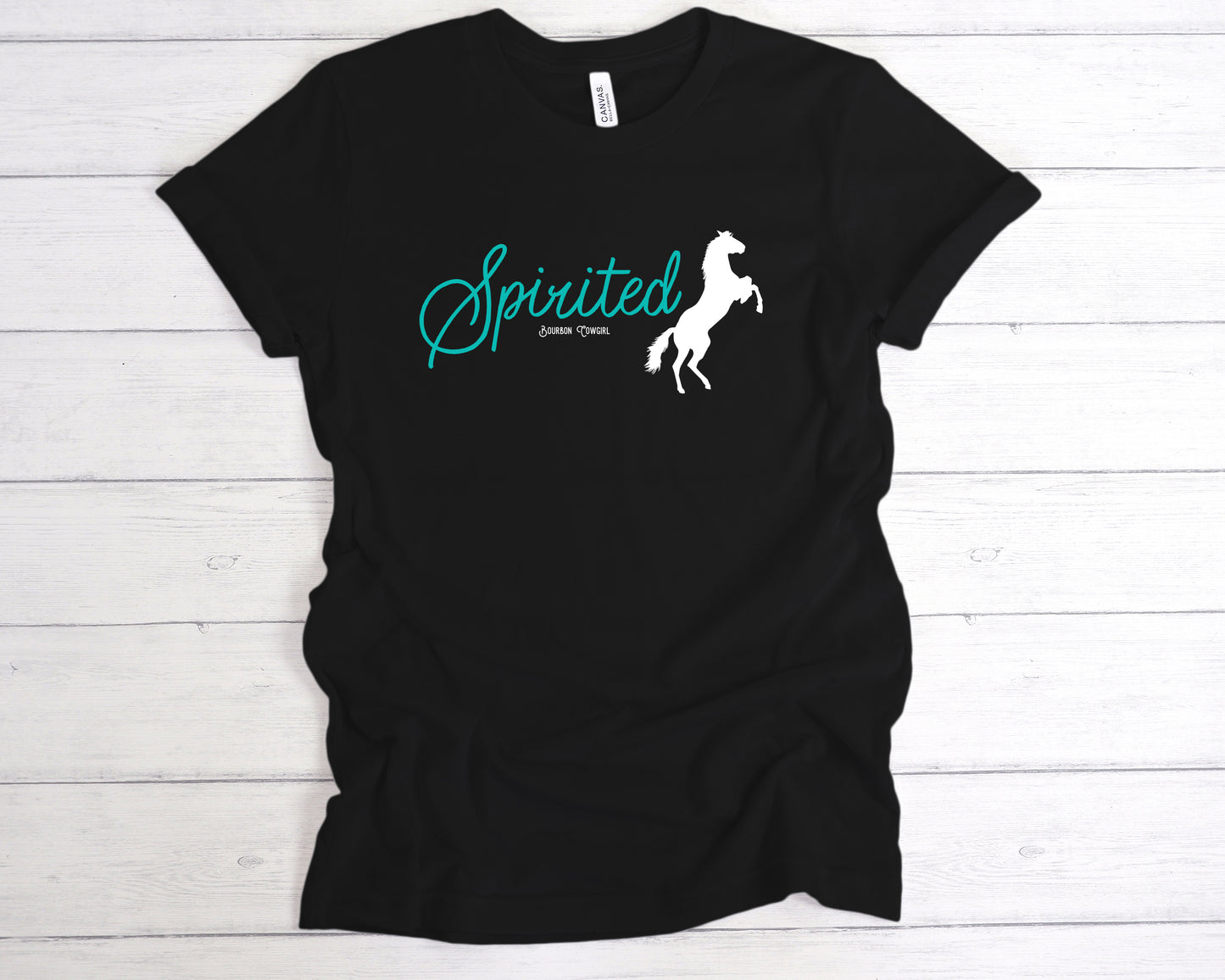 Spirited Horse Black Graphic Tee Shirt - Bourbon Cowgirl