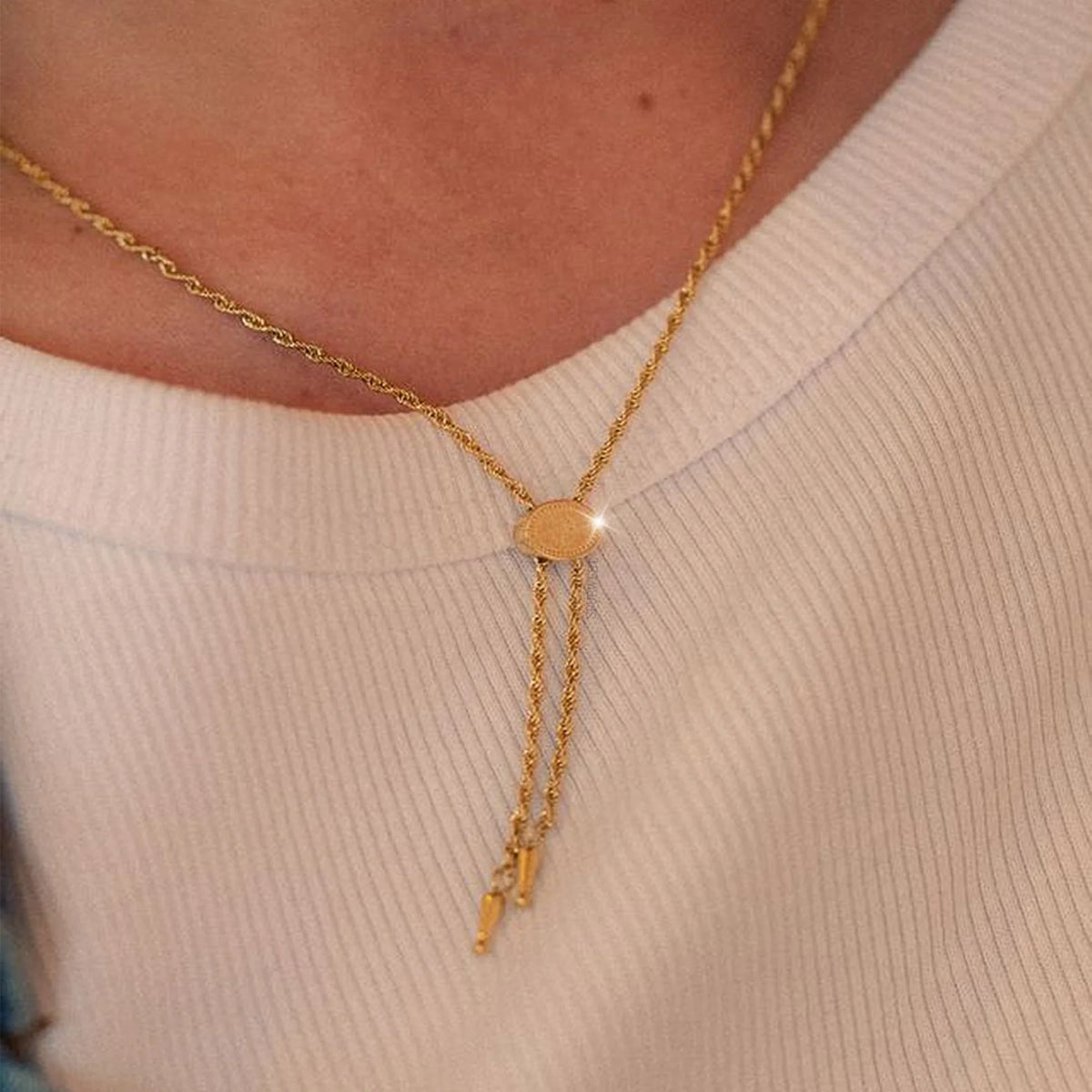 Annley Bolo Tie Necklace in Gold or Silver by Spurwest