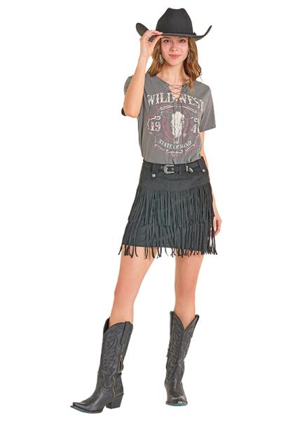 Cowgirl outfit with fringe skirt, Style BW69B06985--01