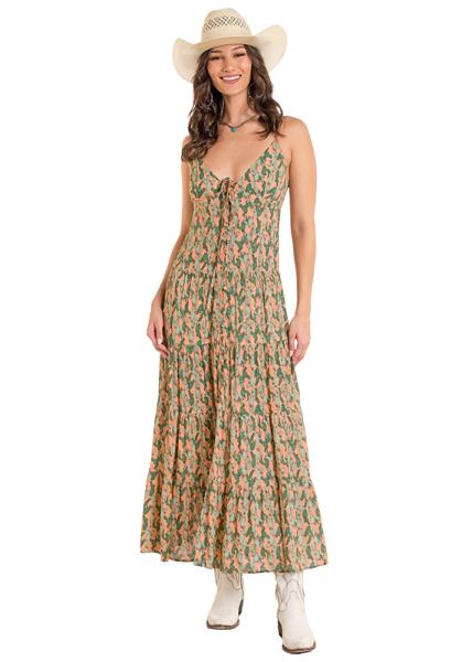 panhandle women's southwestern print long sleeve midi dress reviews Rock & Roll Denim Women's Cactus Print Sleeveless Maxi Dress