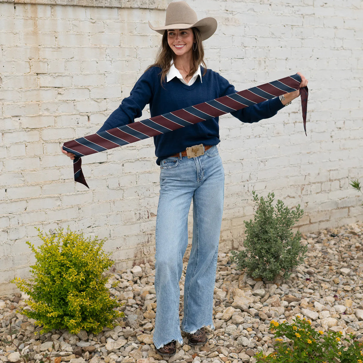 Boli - Preppy Buck by Fringe Scarves - Wine and Navy