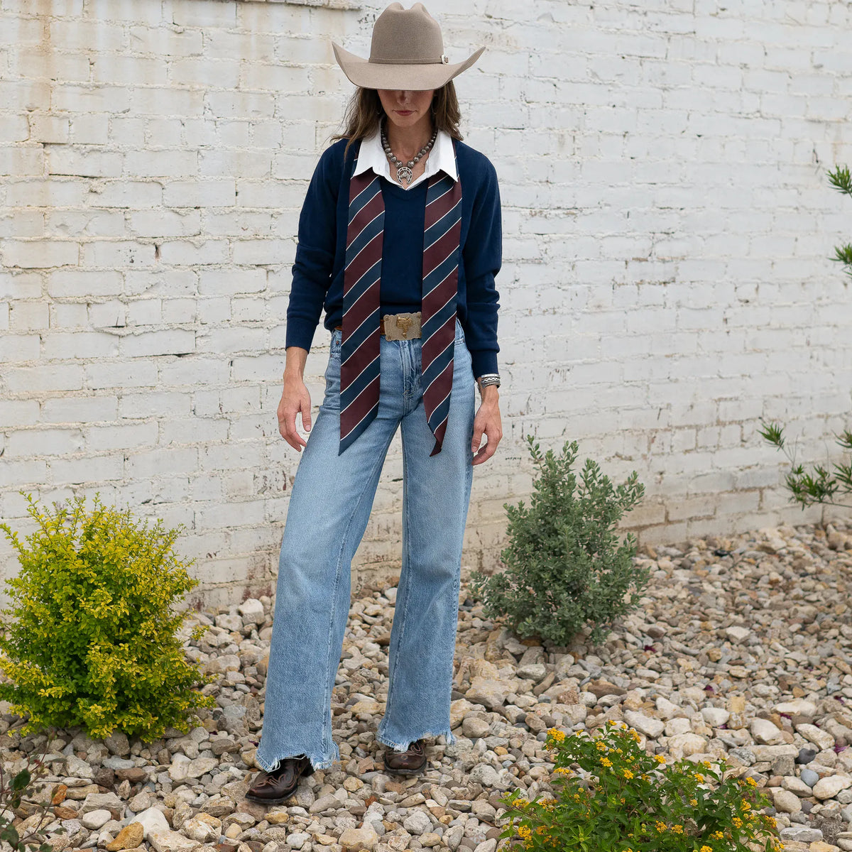 Boli - Preppy Buck by Fringe Scarves - Wine and Navy
