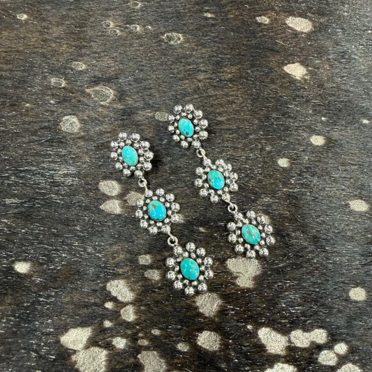 Triple Multi Ball Post Turquoise Earring  by Boho Sol