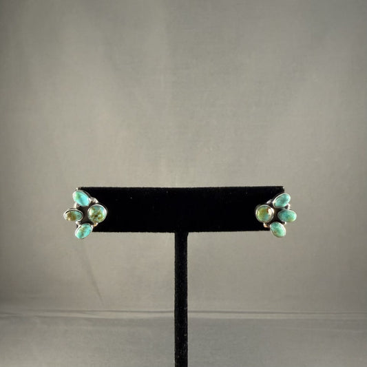 Mini Half Chunky Turquoise Cluster Post Earrings by Boho Sol