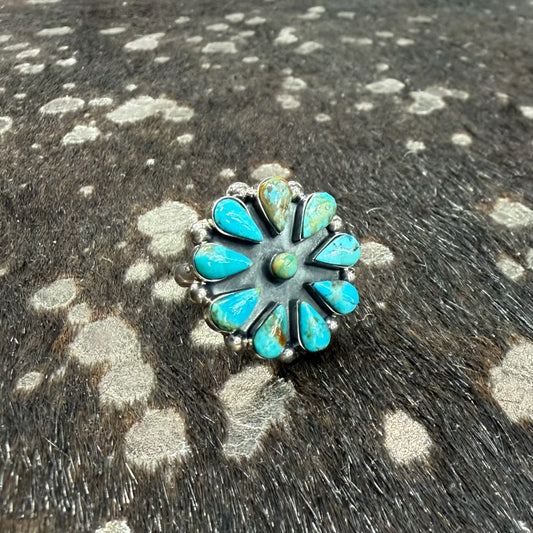 Circle Cluster Adjustable Turquoise Ring by Boho Sol
