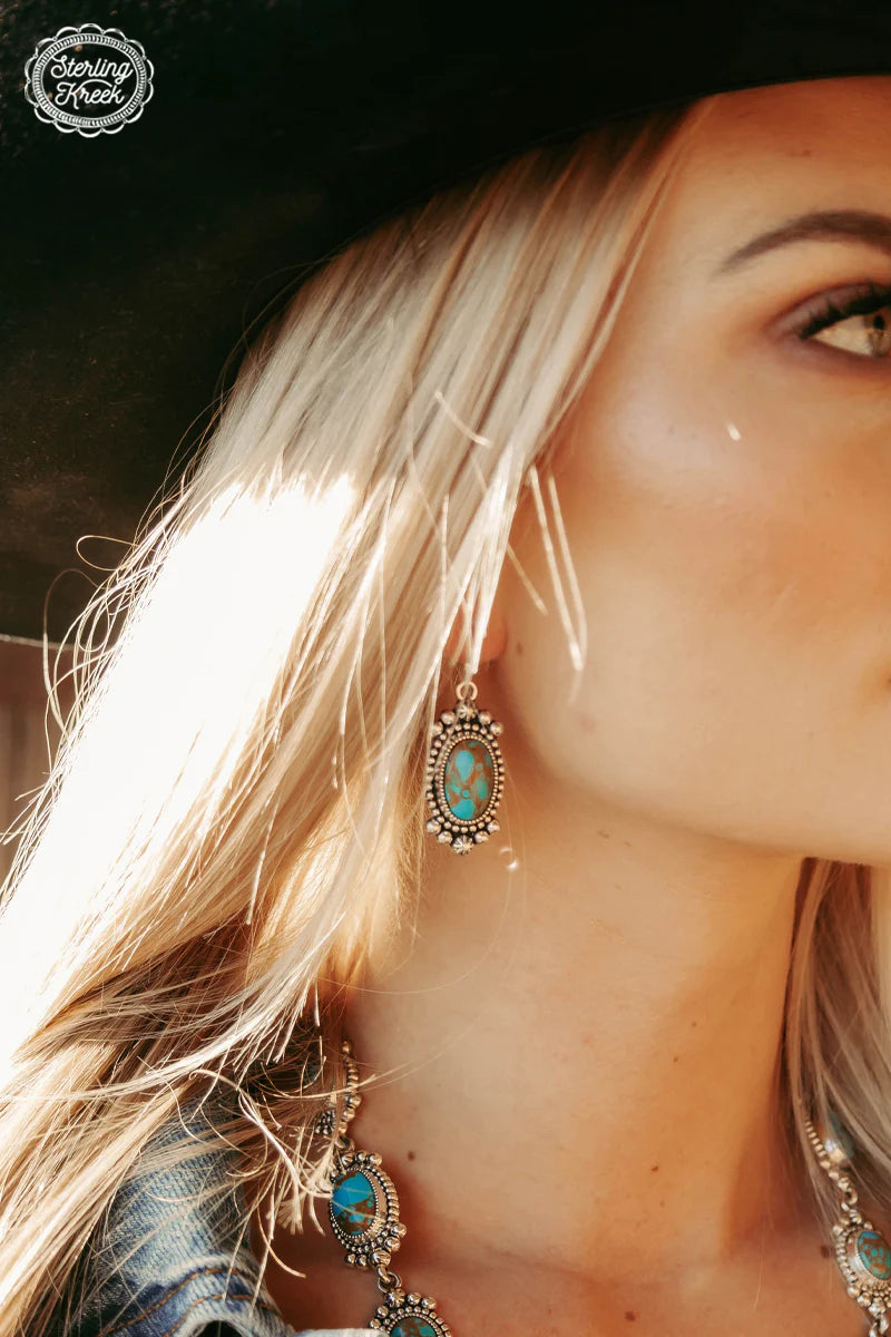 Texas Bay Earrings - Western Turquoise Jewelry for Bourbon Cowgirl