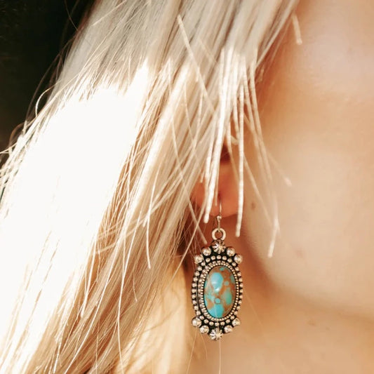 Texas Bay Earrings - Western Turquoise Jewelry for Bourbon Cowgirl