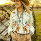 Beige Rodeo Cowgirl Cactus Printed Oversize Crop Shirt at Bourbon Cowgirl