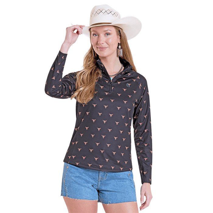 Woman wearing Texas Longhorns shirt
