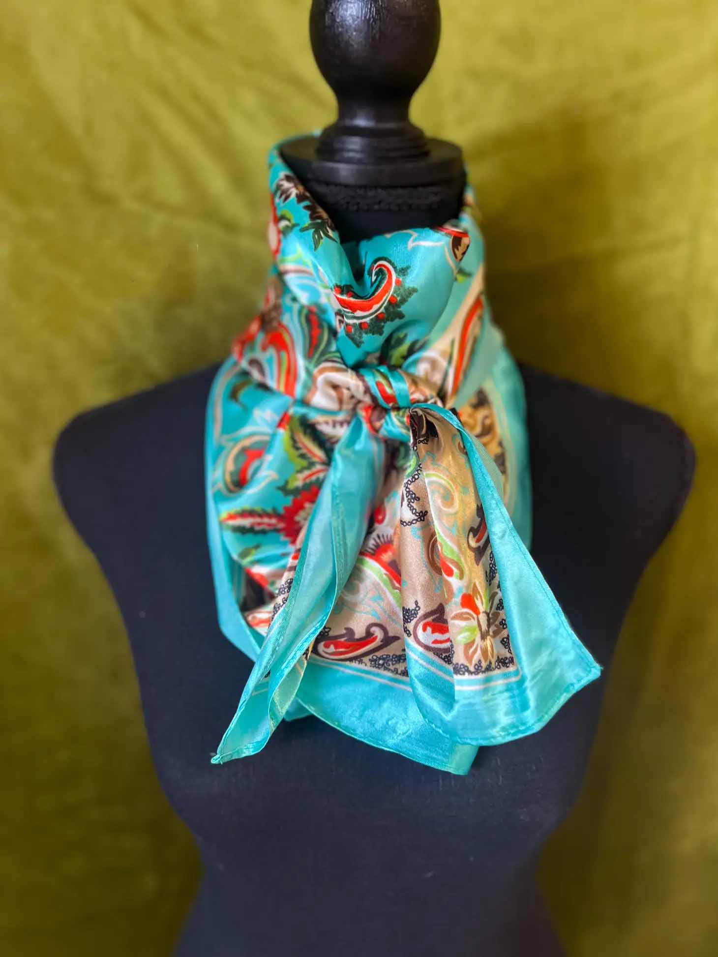 Paisley: Large hotsell silk scarf in turquoise