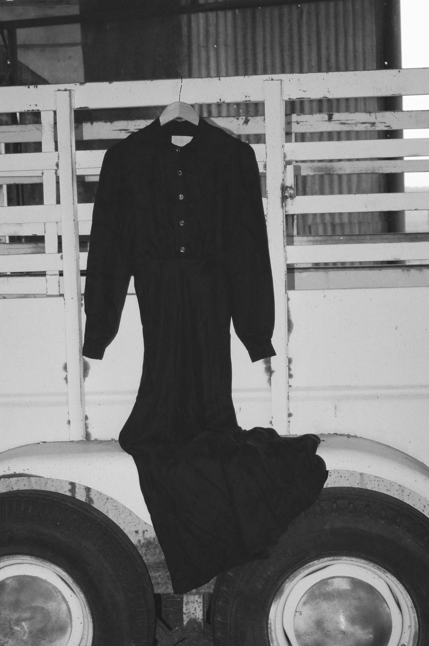 Dahlia Dress in Washed Black by Folk Saint