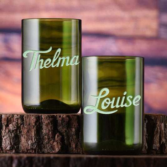 Thelma & Louise Glass Set, Recycled Wine Bottle Best Friends Gift