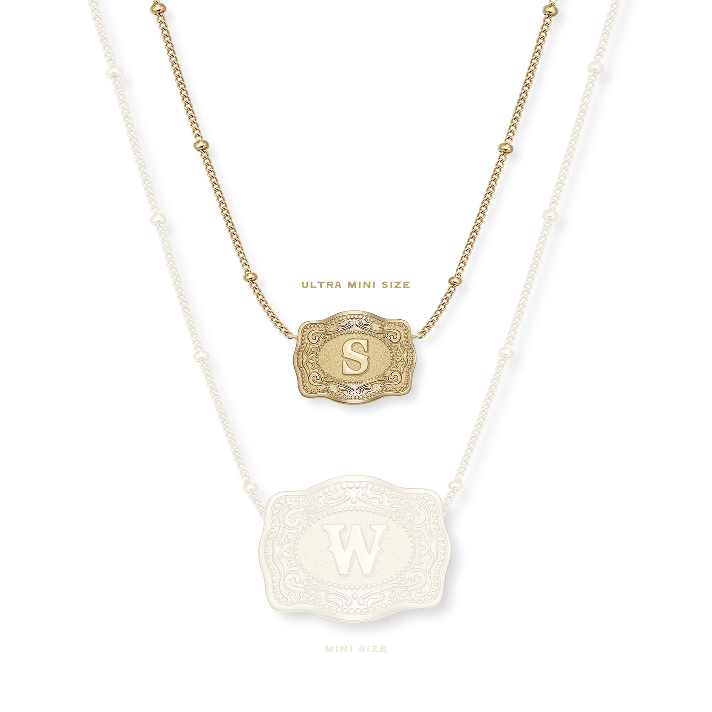 SpurWest Ultra Mini Belt Buckle Necklace - Gold (Initial)