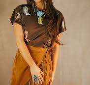 Fringe Wrap Italian Suede Skirt at Bourbon Cowgirl