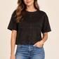 Faux Suede Cropped Tee in Black