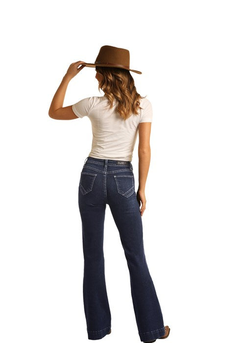 High Rise Extra Stretch Button Fly Trouser Jeans Rock & Roll Denim for Women