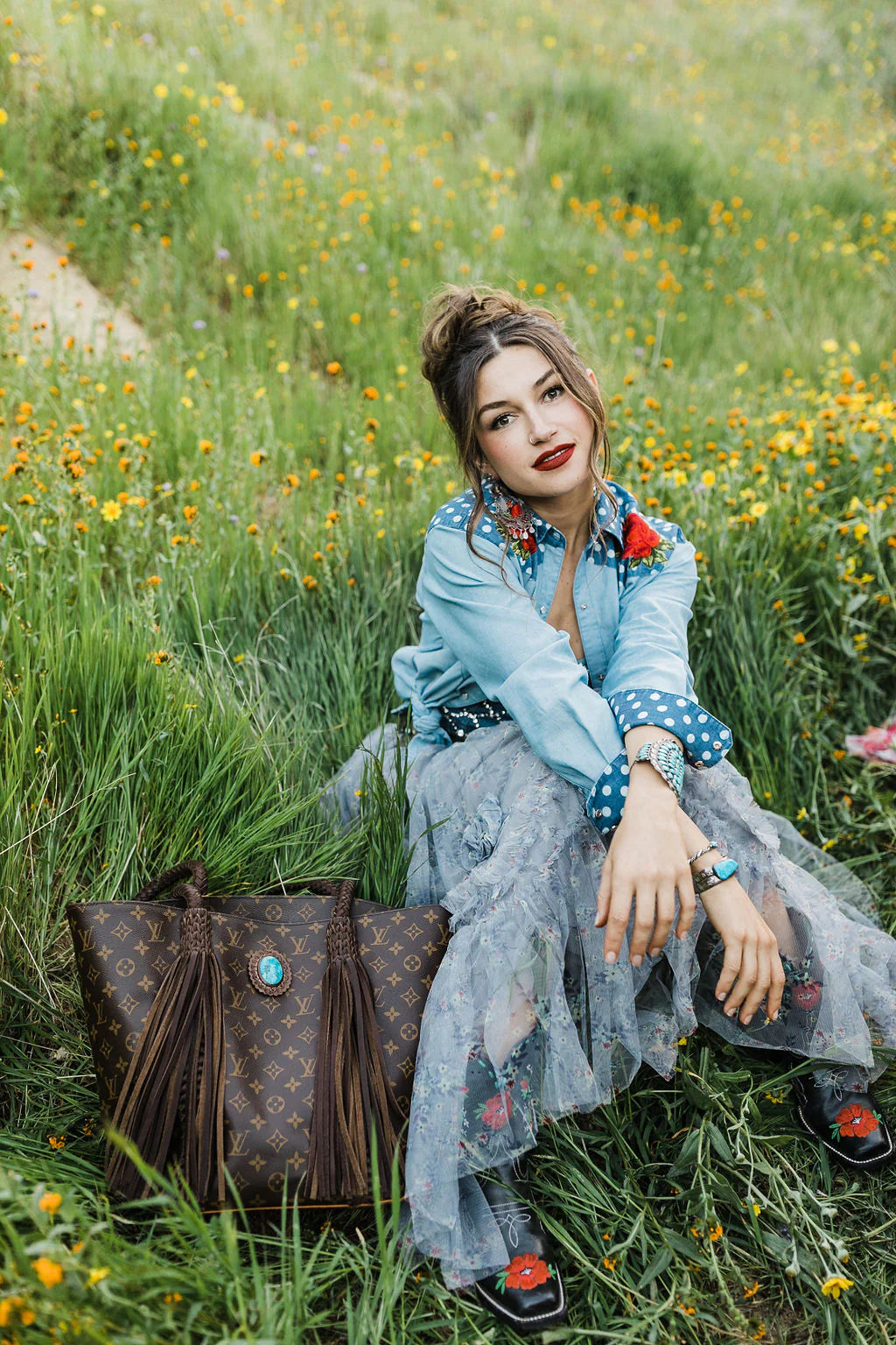 Blue Betsy Button Up at Bourbon Cowgirl