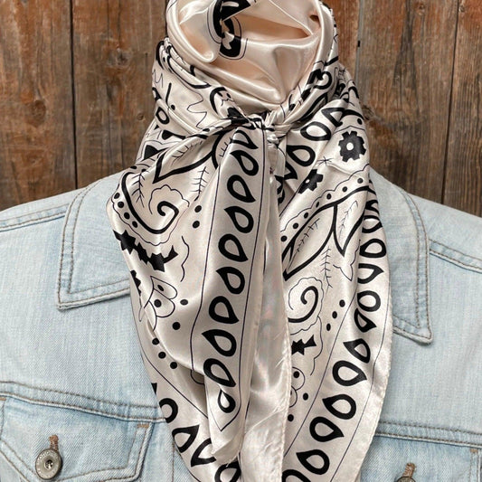 Cream & Black Paisley Wild Rag | Rodeo Wildrags at Bourbon Cowgirl