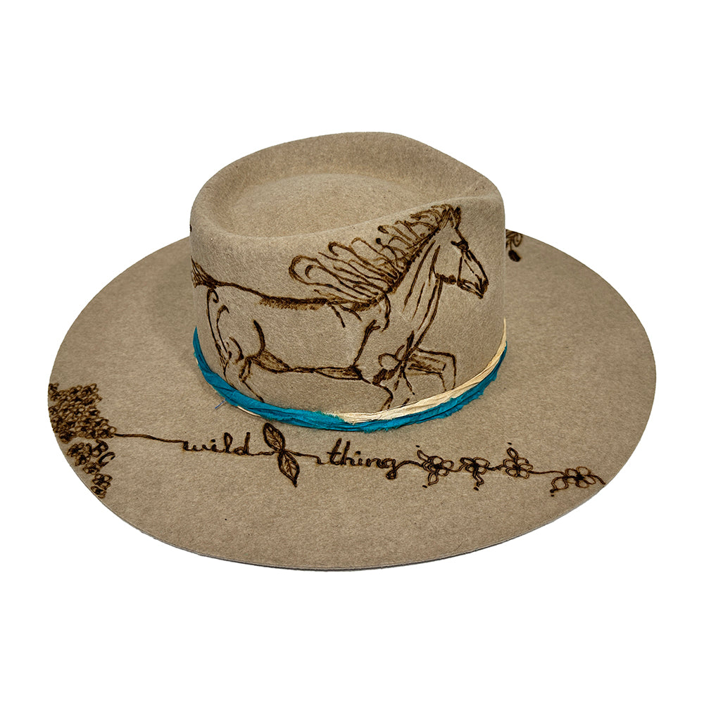 Wild Thing Rancher Hat Custom Burned - Oatmeal | Bourbon Cowgirl