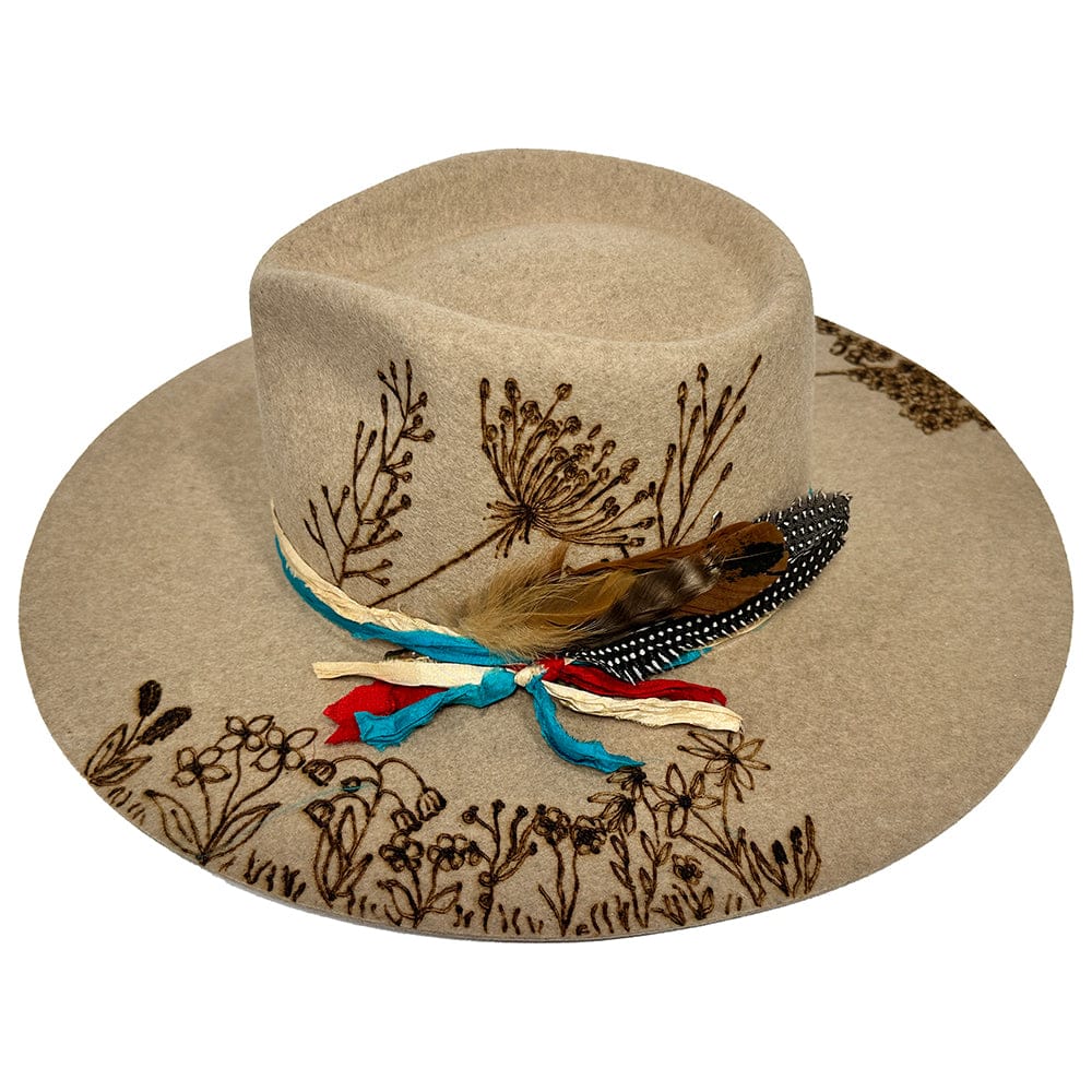Rancher Hat Custom Burned Oatmeal Bourbon Cowgirl