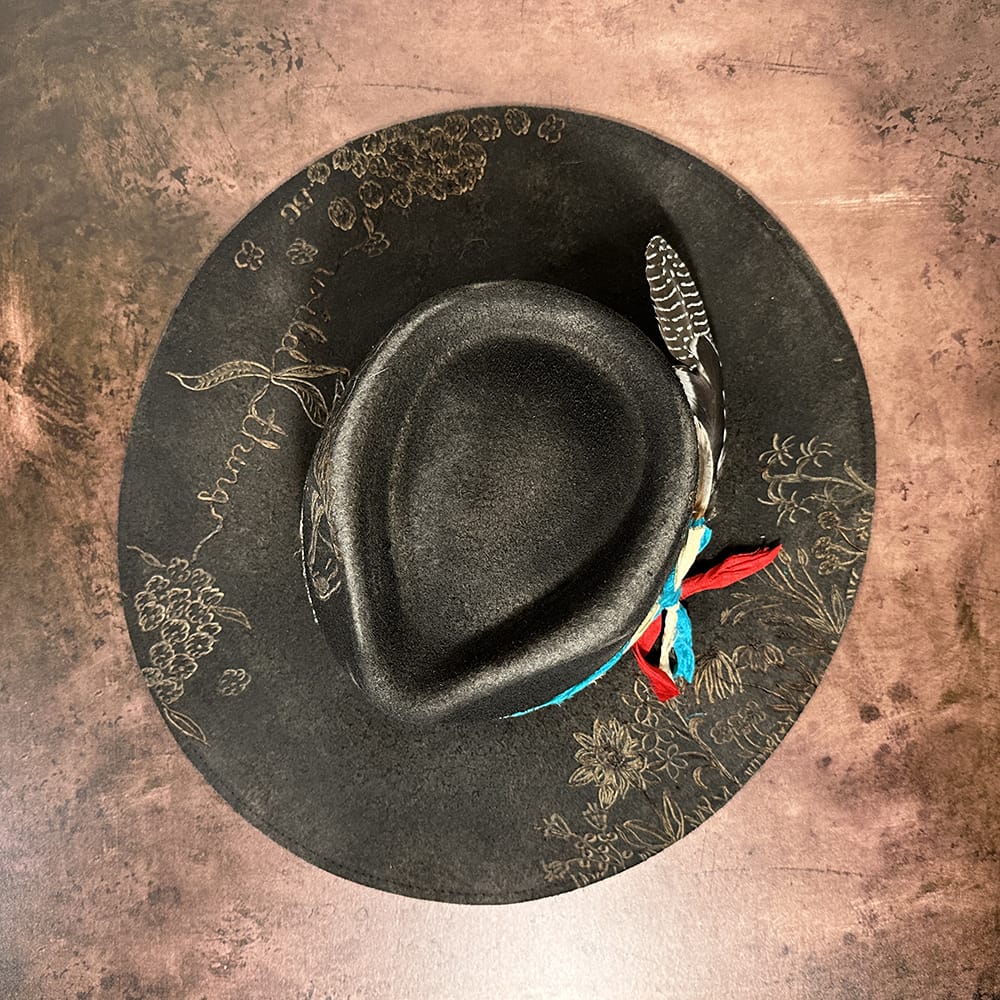 Rancher Hat - Custom Burned Black with Velcro Band
