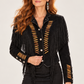Suede Fringe Lacing Jacket with Bone Bead Details by Scully Leather - Black