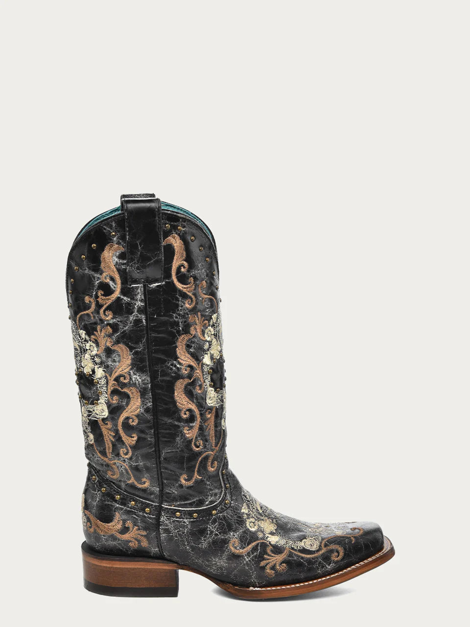 Black Sugar Skull Embroidery & Studs Western Boot - Corral Boots